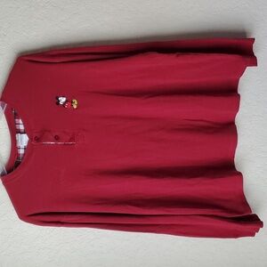 VTG Disney XXL Mens Red Mickey Mouse Henley Long Sleeve shirt